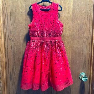 Three Pink Hearts Sleeveless Sequins Dress